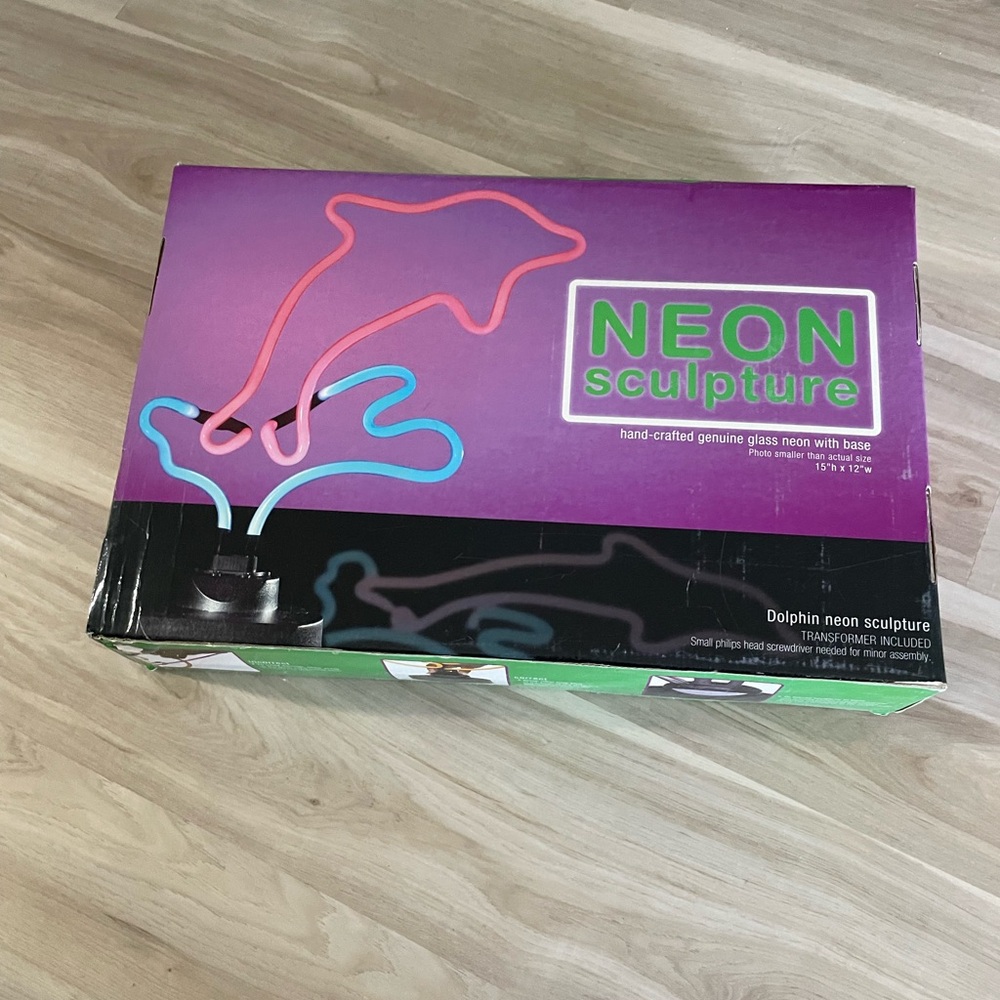 Neon Sculpture Dolphin Light - Pink & Blue Neon